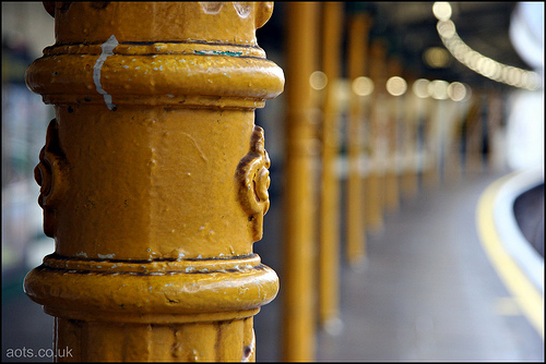 Tube station pillars