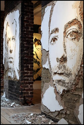 photo of Vhils 'Scratching The Surface' at Lazarides