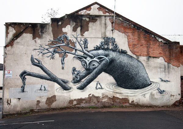 Phlegm street art in Birmingham