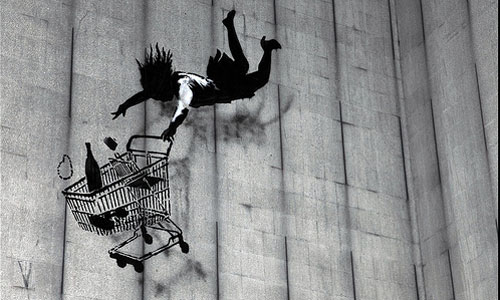 Banksy Falling Shopper