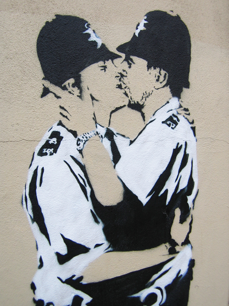 Policemen kissing Sticker Banksy