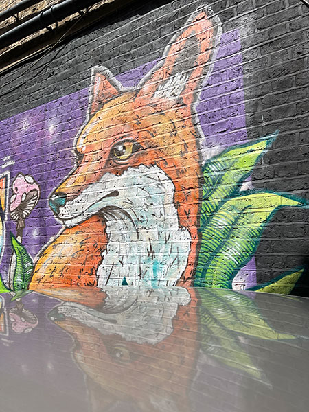 Aero's fox street art in Penge