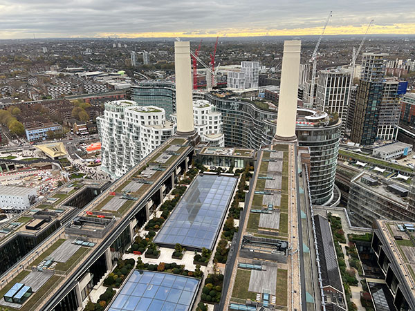 The view of Battersea Power Station from Lift 109