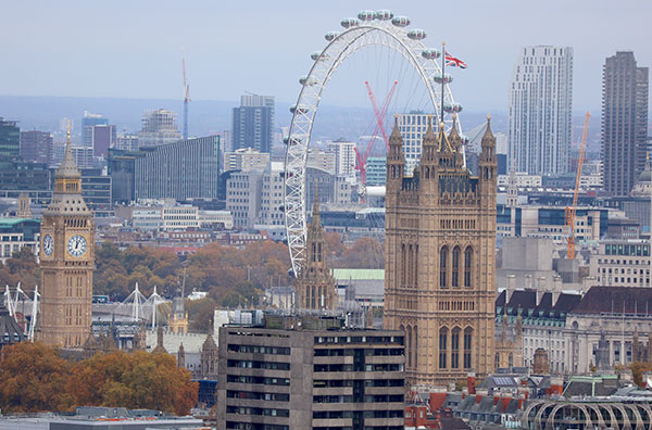 View of Houses of Parliament from Lift 109