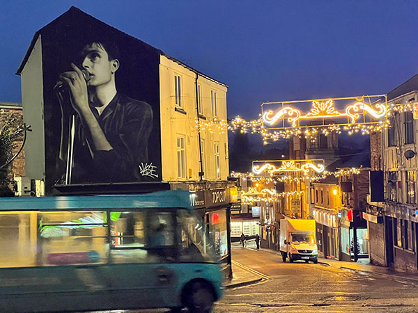 Ian Curtis mural in Macclesfield town centre