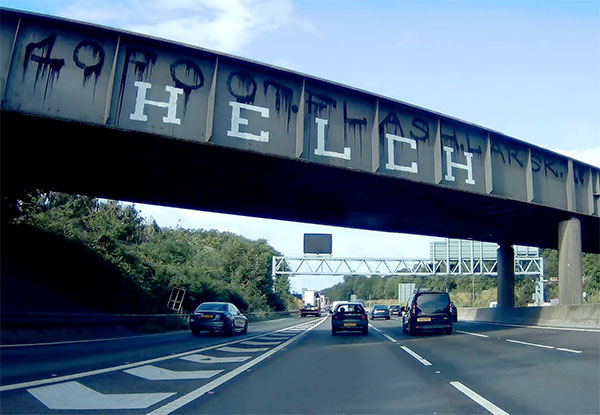 Helch graffiti on the M3