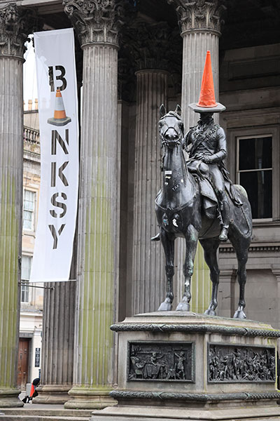Banksy traffic cone - Duke of Wellington statue