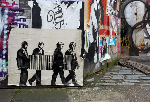 Paul Insect, barcode coffin paste up