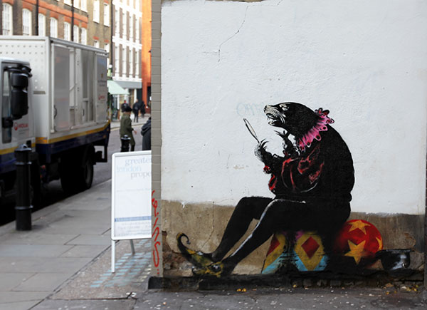 Paul Insect work on the street as part of the Grifters show