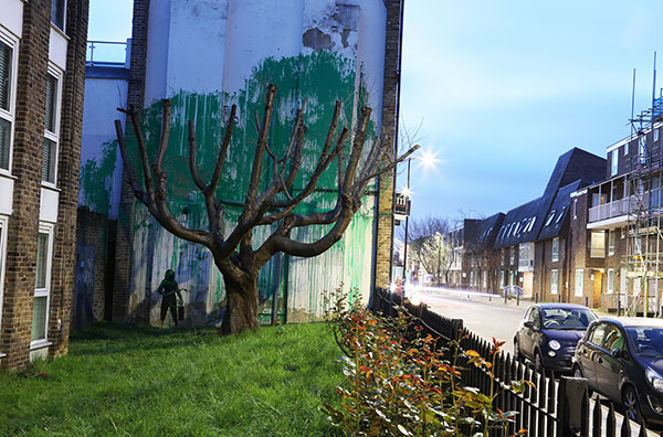 Banksy tree on Hornsey Road