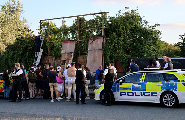 Police at the Banksy Cricklewood artwork