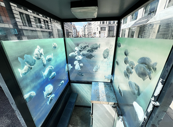 Banksy Police box piranha fish tank