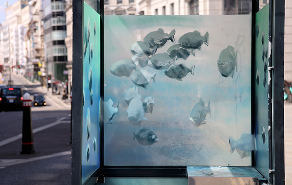 Banksy Police box piranha fish tank