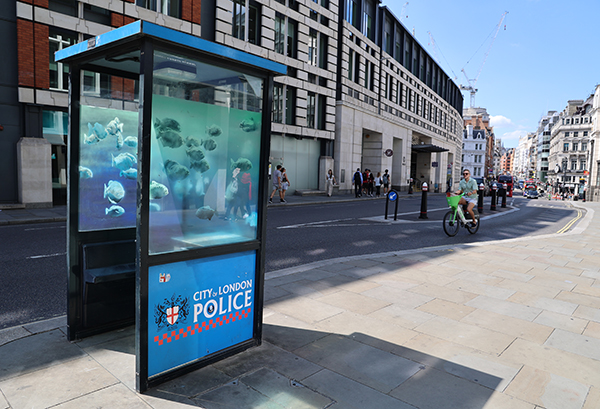 Banksy's reworking a City Of London Police box in Ludgate Hill