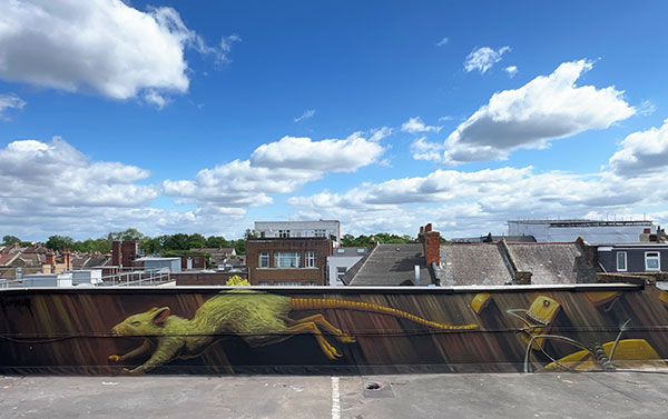 Wider view of Irony artwork at Penge