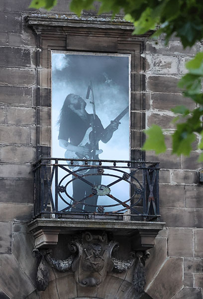 Lemmy on a balcony