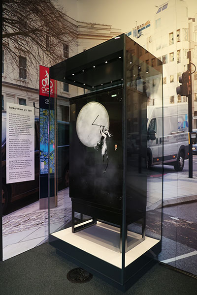 Banksy's GDP junction box now appears in the London Transport Museum in Covent Garden