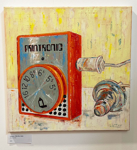Printronic 1960's Micro Radio - oil on canvas by Colin Latter