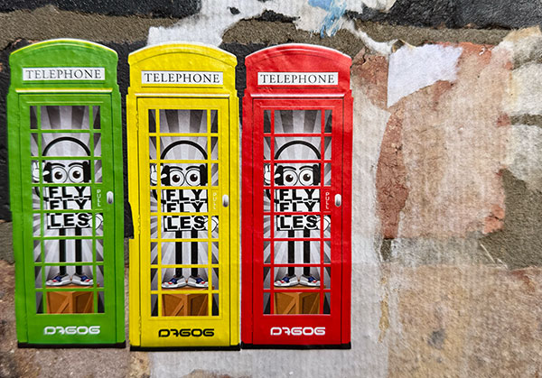 Three Muti coloured phone boxes by D7606